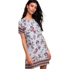 Lulus A-flora-ble Floral Mini Shift Dress Short Sleeves Summer Casual Small