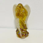 Fenton Iridescent Angel Autumn Gold Coralene Wing Carnival Glass Angel Figurine