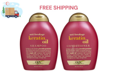   OGX Anti-Breakage + Keratin Oil Shampoo & Conditioner Set 13oz Each   Strengt