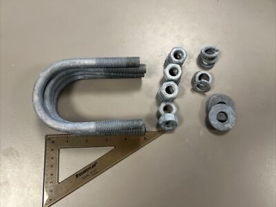 (4-Pk) 2-1/2  U-Bolt Round Bend Hot Dip Galvanized 1/2''-13 Nuts, And Washers ￼