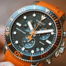 New Tissot Seastar 1000 Men's Black Dial Orange Rubber Strap T120.417.17.051.01