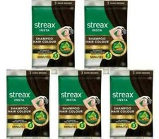 Streax Shampoo Hair Color, works in just 5 minutes, Pack of 5  Dark Brown 