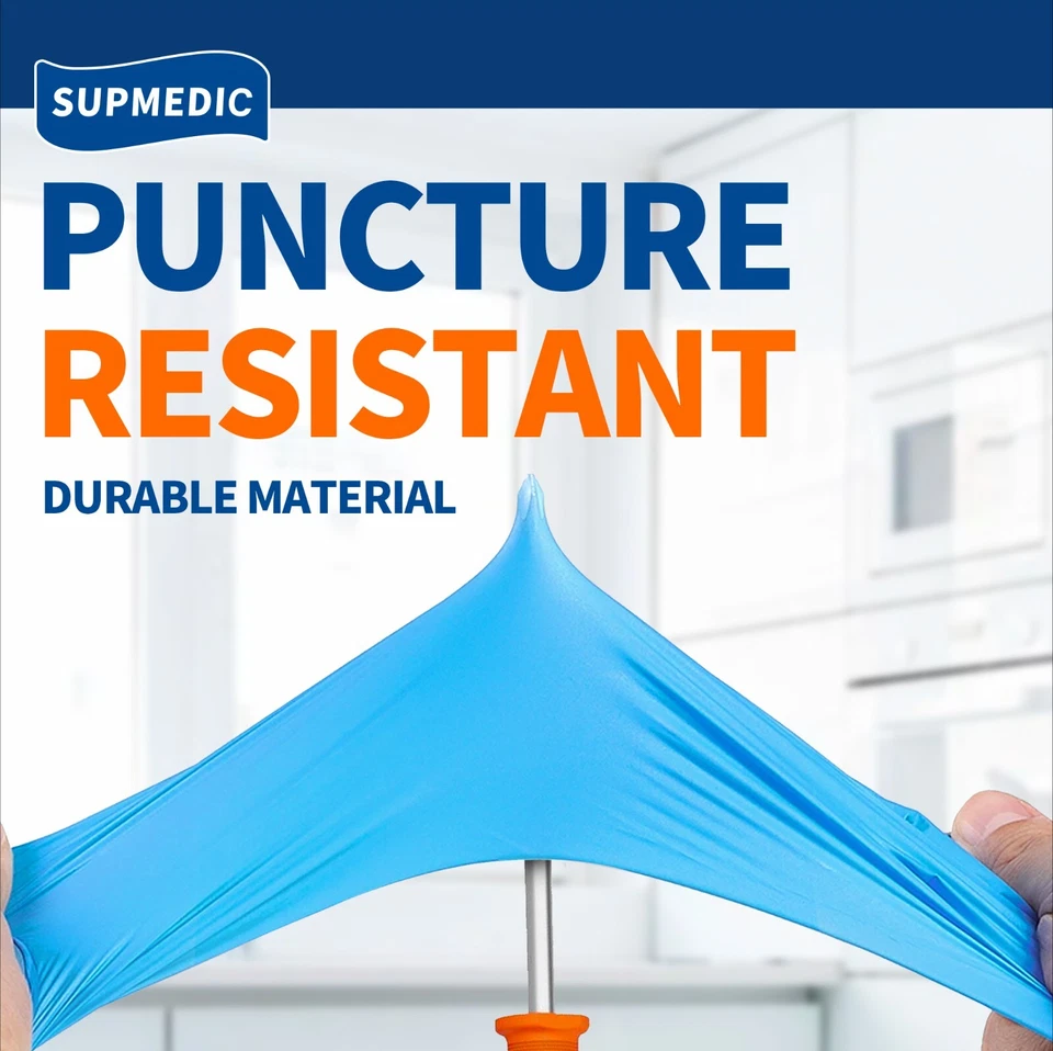 Guantes Eaxm de nitrilo medicinales azules 3,5 mil guantes desechables seguros para alimentos sin polvo Foto 4 de 4