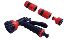 Image of 5pc Garden Hose Connector Set Spray Gun Water Sprayer And Pipe Fittings