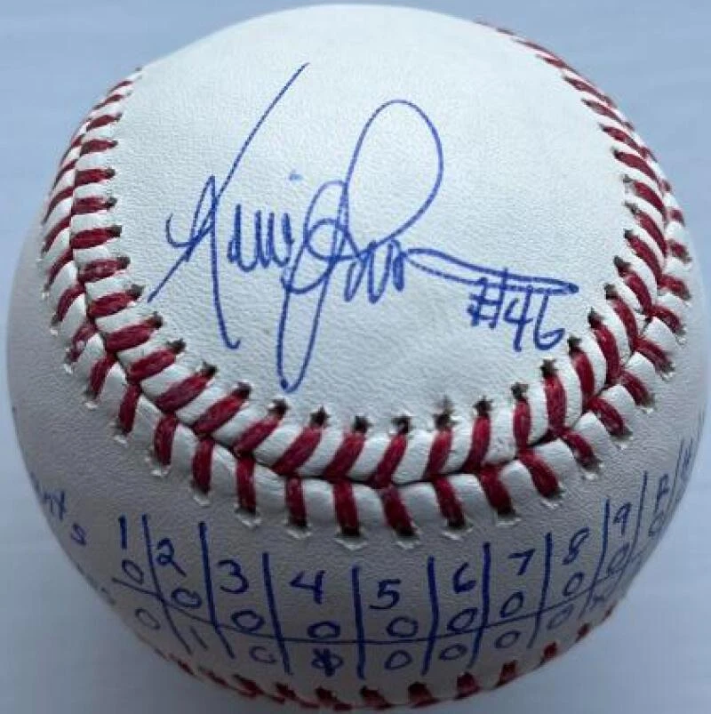 Kevin Gross Autografiado Muy Único No-Hitter Box Score Inscrito ROMLB Béisbol Foto 2 de 4