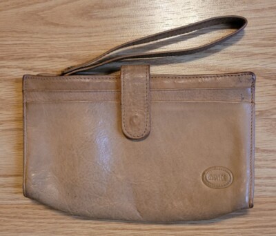 Mundi Leather Tan Vintage 70's Wristlet Wallet Nappa Cowhide