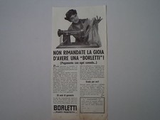 advertising Pubblicità 1953 MACCHINA PER CUCIRE BORLETTI