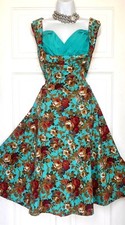 LINDY BOP GORGEOUS FLORAL PRINT 50s FIT & FLARE DRESS SIZE 18