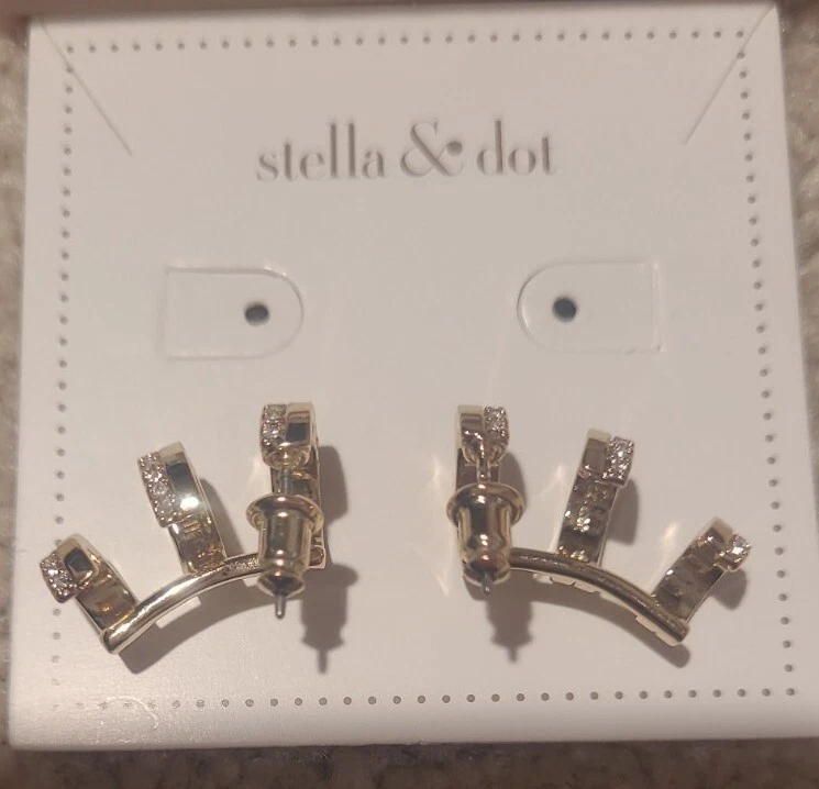 Stella Dot Pave Trio Gold Earring eBay