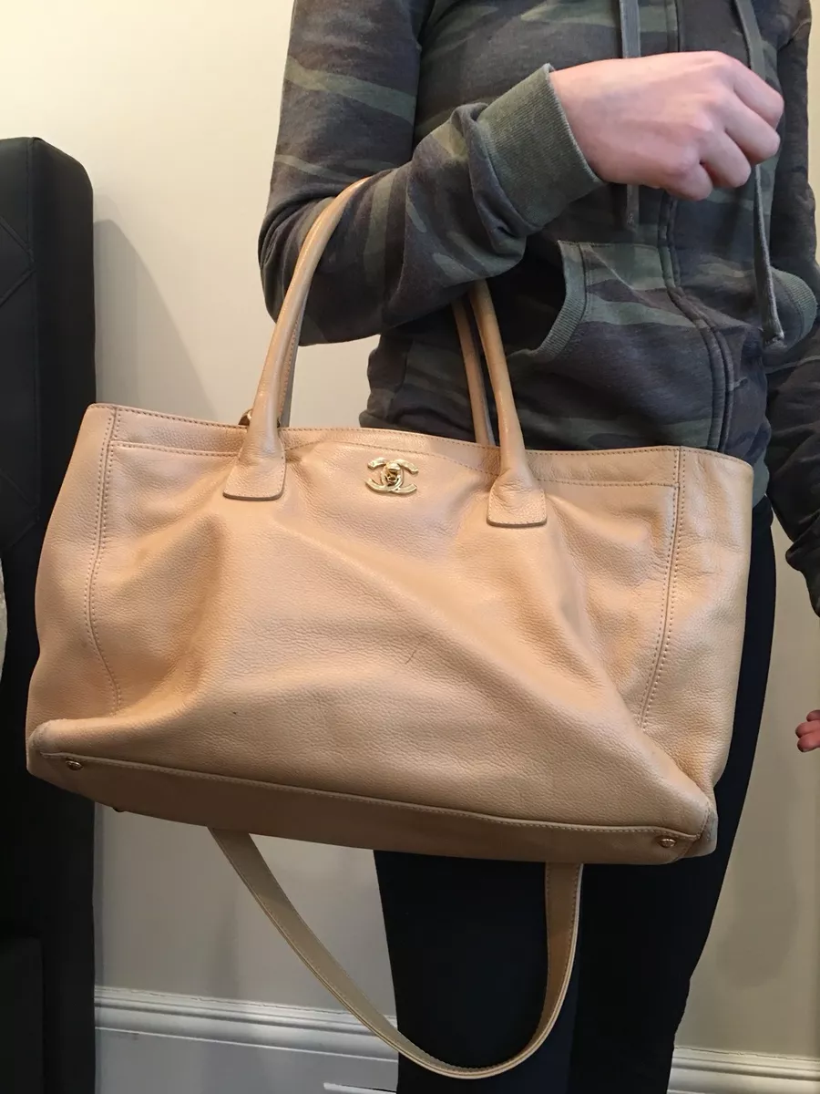 Authentic Chanel Cerf Tote - Tan With Gold Hardware - Shoulder Strap  Included