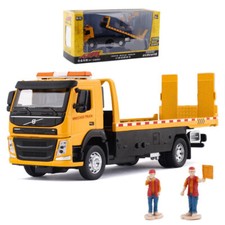 Camión de plataforma 1:34 remolque de juguete transportador camiones de juguete diecast vehículo de juguete amarillo
