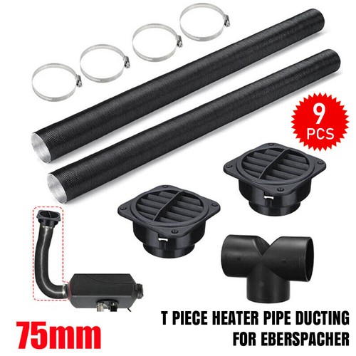 Air Outlet Vent Kit 75mm Diesel Heater Pipe Ducting T Piece Hose For