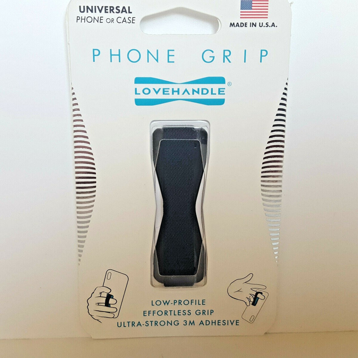 LoveHandle Cell Phone Grip Solid Black Love Handle Sling USA Strap  Universal New