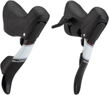 microSHIFT Centos Drop Bar Shifter Brifters, 11-Speed (2x11), Black & White