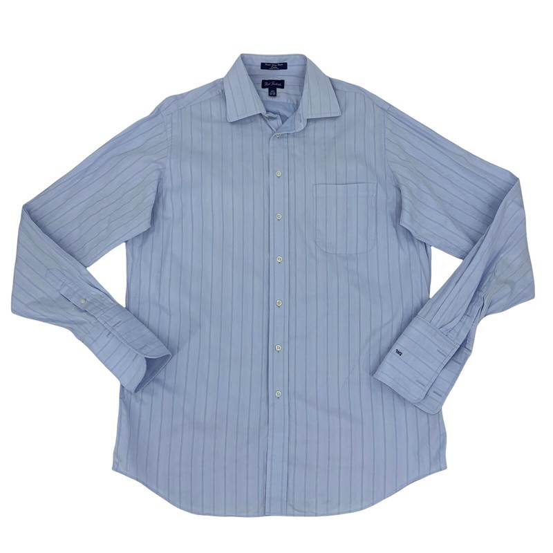 Paul Fredrick French Cuff Dress Shirt Men's Size 16 Blue Long Sleeve 100% Cotton
