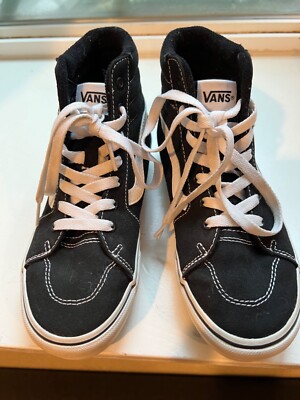Vans SK8-Hi Platform Missy Black White Canvas Skate Sneakers Sz 3