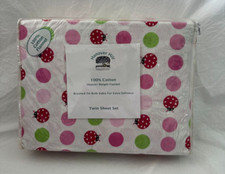 3 pc Hanover Hill 100% Cotton Ladybug & Dots Twin Flannel Sheet Set NIP
