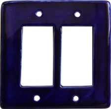 TalaMex Mexican Ceramic Wall Plate Cobalt Blue Double GFI/Rocker