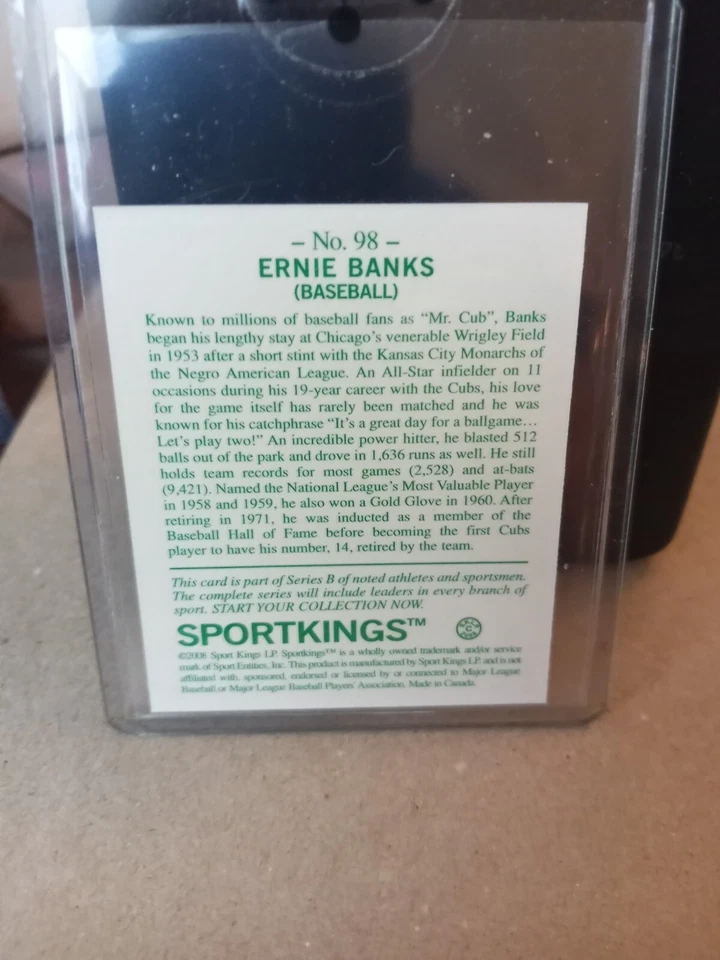 2008 Sportkings Series B Mini Ernie Banks #98 HOF - Image 2 of 2