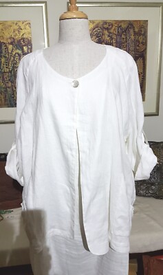 White Linen MARCO POLO BNWT Casual Jacket Shirt Designer Summer Party RRP $129