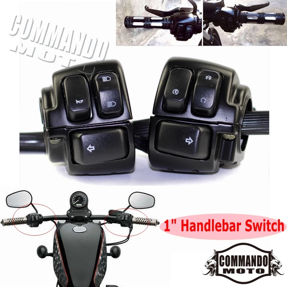 2x Motorcycle 1" Handlebar Switch For Harley V-Rod Dyna Softail Sportster 96-12 - Image 4 of 4