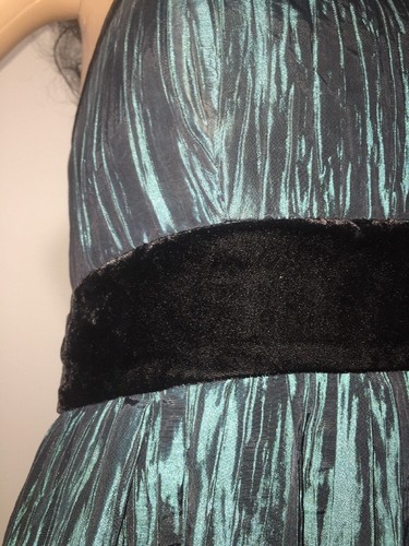 Nicole Miller Formal Dress Size 6 Platinum Strapless Teal Green Black Prom Gown - Picture 7 of 12