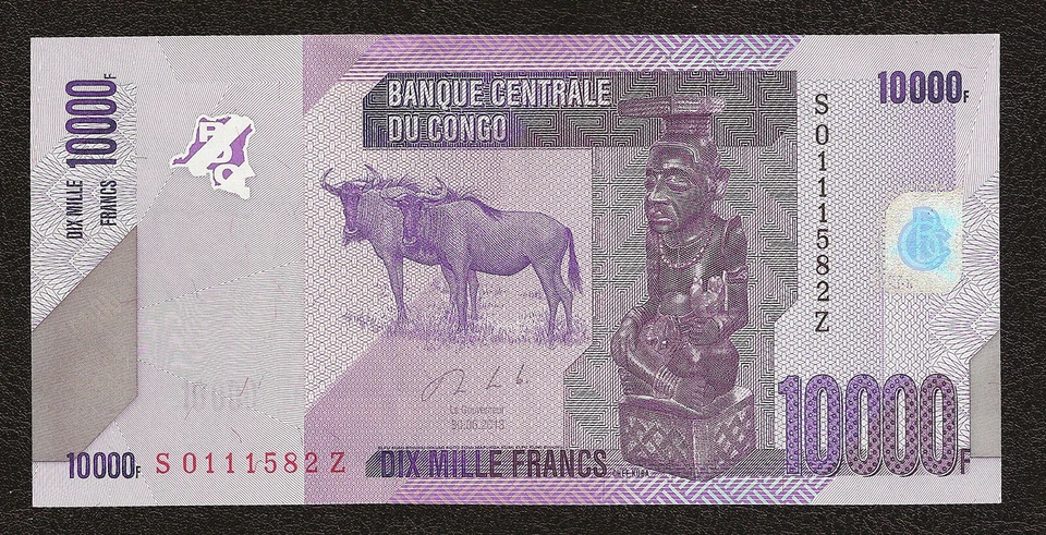 CONGO D.R. 10000 Francs REPLACEMENT *Z* Suffix 2013 P-103 UNC Uncirculated - Image 2 of 3