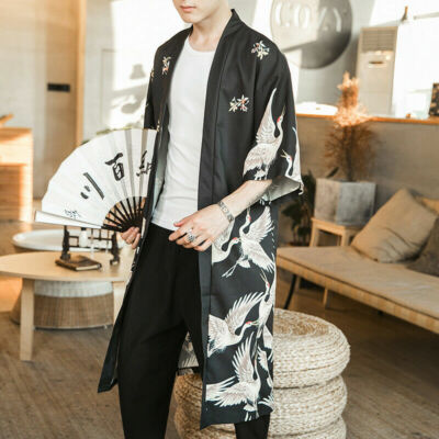 Cotton Jacket Men Men Vintage Long Bathrobe Japanese Kimono Coat