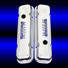 Valve Covers Factory Height For Pontiac 400 Engines Chrome With 400 Emblem Blue
