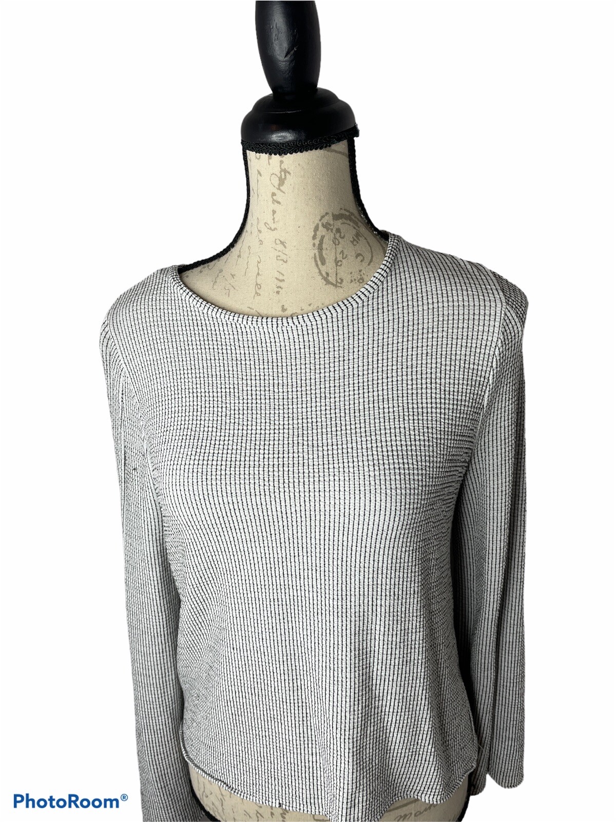 ZARA Basic Gray Wide Neck Long Sleeve Split Hem S… - image 2