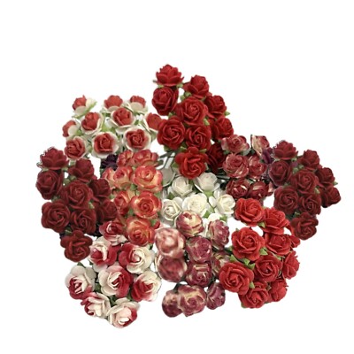 1/4''or 1cm MINI Open Rose Christmas RED Craft Flower DIY Wedding Scrapbook