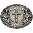 Antique Silver Finish Metal Praying Cross Western Belt Buckle