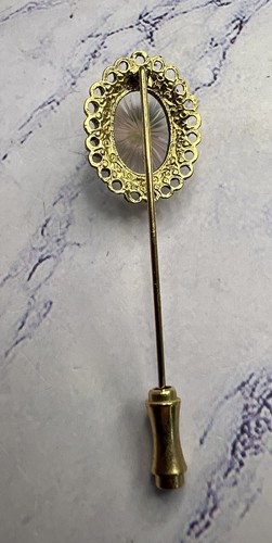 Vintage Antique Rose Flower on Goldtone Stick Pin - Picture 3 of 5