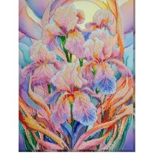 Bead Embroidery Kit Irises Flower Bead stitching Bead needlepoint DIY Abris Art