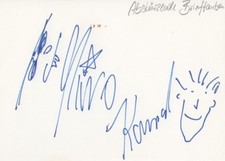 Abstürzende Brieftauben Autogramme mit Zeichnung signed 10x15 cm Karteikarte 
