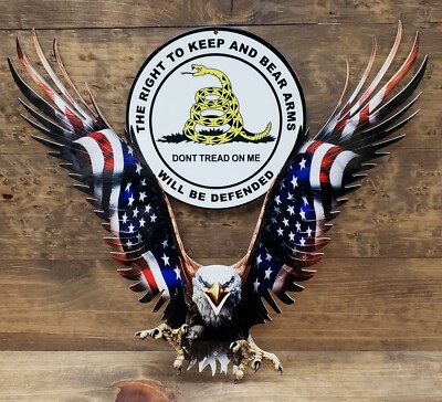 USA STEEL EAGLE and FLAG   Don't Tread On Me, 2A  14 gauge steel 12'' x 11''