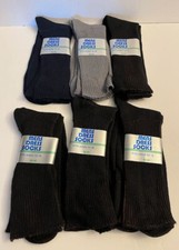 Vtg Mens Dress Socks Lot of 6 Pairs Black, Navy Blue, Gray Orlon Stretch Nylon