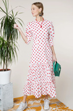 BNWT Rixo Matilda Polka Dot Tiered Maxi Dress Size  L