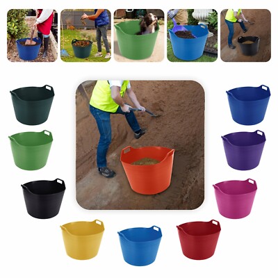 2 x 75L Flexi Kübel Aufbewahrungseimer Baucontainer Pferdefutter Gartenarbeit Trug
