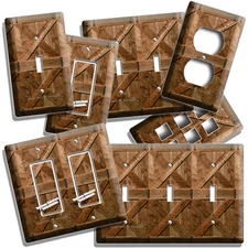 RUSTIC WOOD RANCH BARN DOOR STYLE LIGHT SWITCH OUTLET PLATE LOG CABIN HOME DECOR