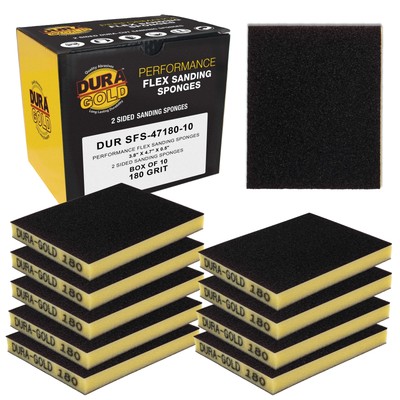 180 Grit Double-Sided Sanding Sponges, Box of 10 - Performance Flex 4.7'' x 3.9''
