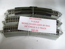 BACHMANN N SCALE  24"  CIRCLE  BALLASTED TRACK CODE 80 NICKLE SILVER RAIL