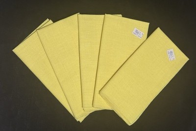 VTG MCM Lot of 5 Leacock Lemon Yellow Fine Linen Table Napkins USA NEW Old Stock