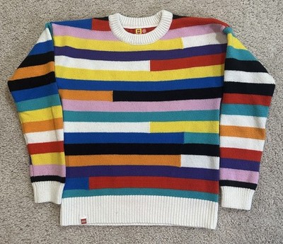 LEGO x Target Boys Medium Rainbow Striped Sweater Colorblock Crewneck Knit