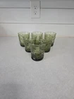 Vintage Anchor Hocking Lido Milano Avacado Green On The Rock/Lowball Glasses "6"