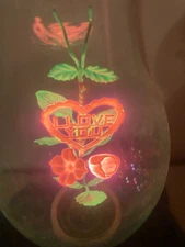 VTG Duro Lamp Aerolux I LOVE YOU Glow Light Bulb - Heart & Flowers 6”