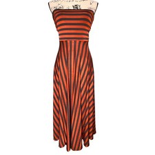 Maeve by Anthropologie Strapless Maxi Dress Orange Navy Stripe Dress Size Small