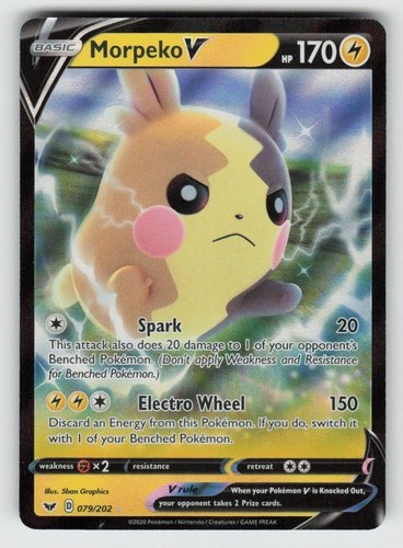 Holo Morpeko V 079/202 Ultra Rare Sword & Shield Near Mint