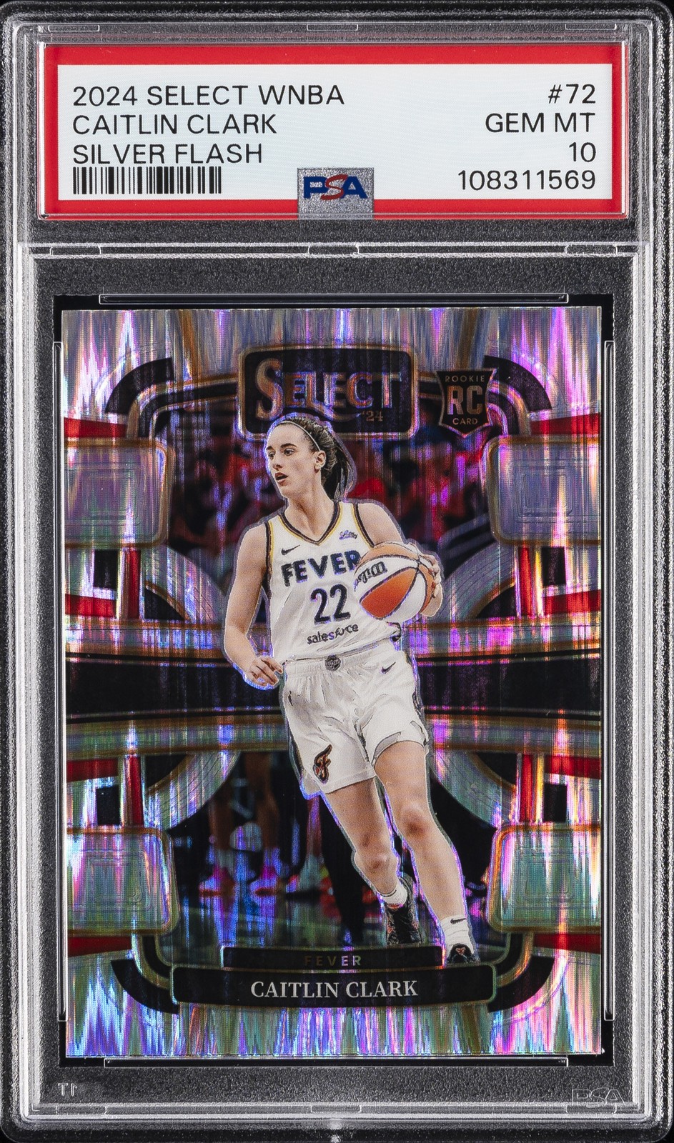 2024 PANINI SELECT WNBA SILVER FLASH #72 CAITLIN CLARK PSA 10