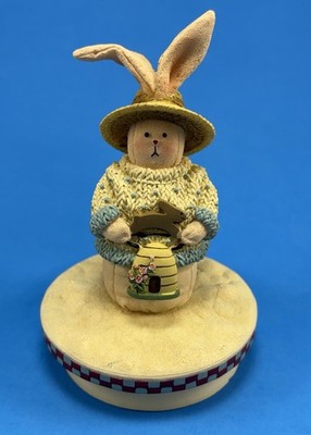 Our America Jar Candle Topper Easter/Spring Boy Bunny Rabbit w/Bee Hive 5.5 